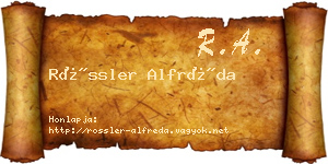 Rössler Alfréda névjegykártya